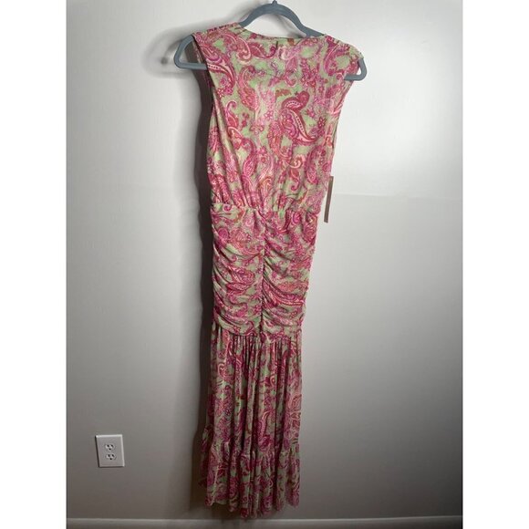 NWT MISA LA Ava Paisley Print Stretch Maxi Dress V-Neck Tulle Size XS $355 - Picture 7 of 8